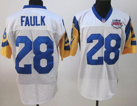 Cheap St.Louis Rams 28 Marshall Faulk White 2000 Super Bowl XXXIV Jersey For Sale