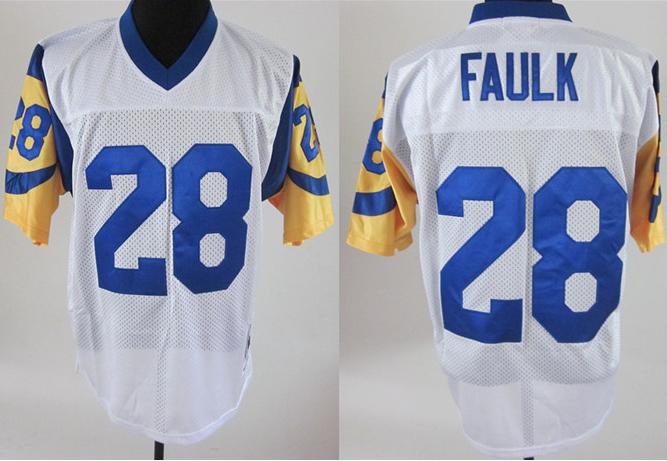 St.Louis Rams 28 Marshall Faulk White NFL Jerseys