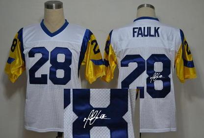 Cheap St. Louis Rams 28 Marshall Faulk White Throwback M&N Signed NFL Jerseys For Sale