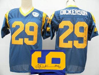 Cheap St. Louis Rams 29 Eric Dickerson Blue Throwback M&N Signed NFL Jerseys For Sale
