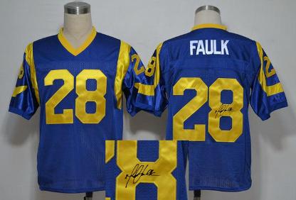 Cheap St. Louis Rams 28 Marshall Faulk Blue Throwback M&N Signed NFL Jerseys For Sale