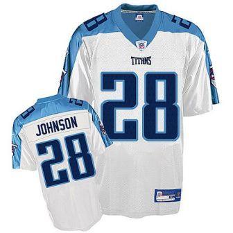 Tennessee Titans 28 Chris Johnson White Jersey