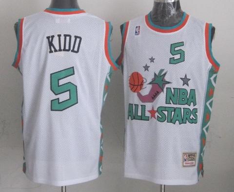 Dallas Mavericks 5 Jason Kidd 1996 All Star White Throwback NBA Jersey