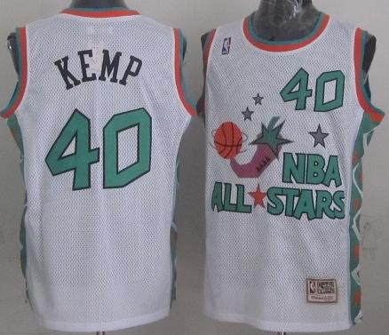 Seattle SuperSonics 40 Shawn Kemp 1996 All Star White Throwback NBA Jersey