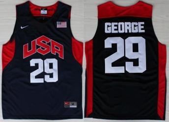 USA Team Basketball #29 Paul George Blue Jerseys