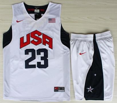 USA Basketball #23 Kyrie Irving White Jersey & Shorts Suit Cheap