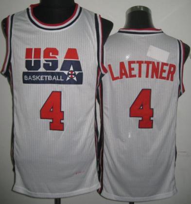 USA Basketball 1992 Olympic Dream Team White Jerseys 4# Christian Laettner Cheap