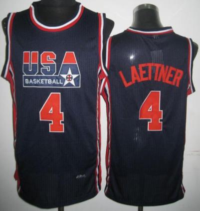 USA Basketball 1992 Olympic Dream Team Blue Jerseys 4# Christian Laettner Cheap