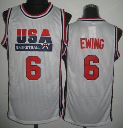 USA Basketball 1992 Olympic Dream Team White Jerseys 6# Patrick Ewing