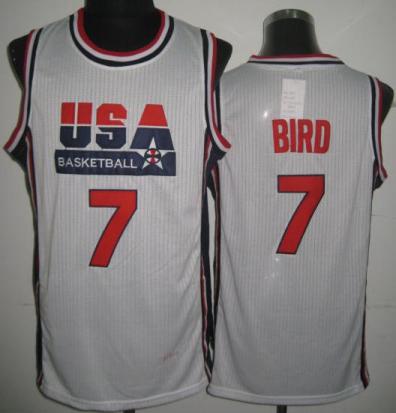 USA Basketball 1992 Olympic Dream Team White Jerseys 7# Larry Bird Cheap