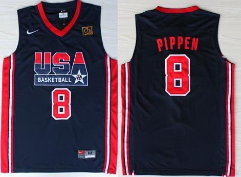 USA Basketball 1992 Olympic Dream Team Blue Jerseys 8# Scottie Pippen Cheap