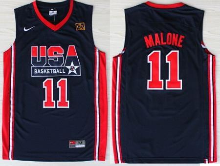 USA Basketball 1992 Olympic Dream Team Blue Jerseys 11# Karl Malone Cheap