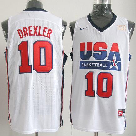 USA Basketball Retro 1992 Olympic Dream Team White Jerseys 10# Drexler Cheap