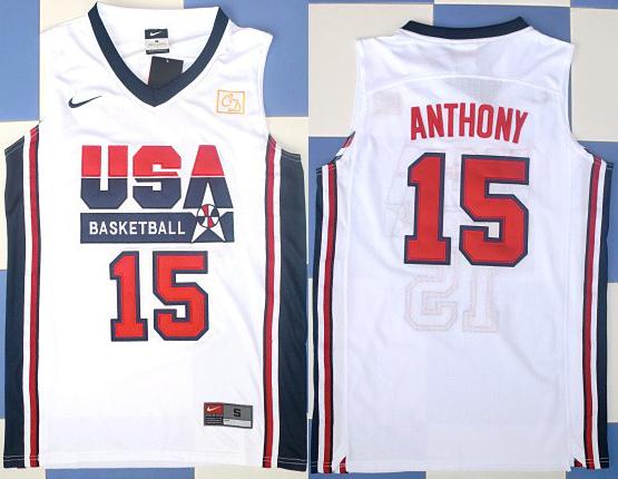 2012 USA Basketball Retro Jerseys #15 Carmelo Anthony White Cheap