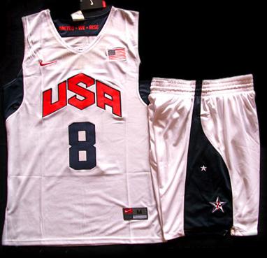2012 USA Basketball Jersey #8 Deron Williams White Jersey & Shorts Suit Cheap