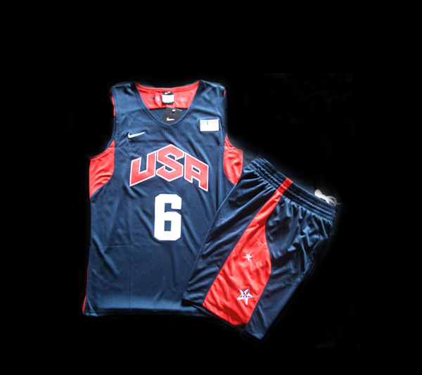 2012 USA Basketball Jersey #6 LeBron James Blue Jersey & Shorts Suit Cheap