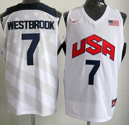 2012 USA Basketball Jersey #7 Russell Westbrook White Cheap