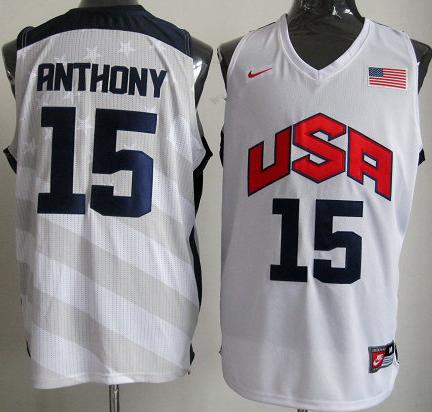 2012 USA Basketball Jersey #15 Carmelo Anthony White Cheap