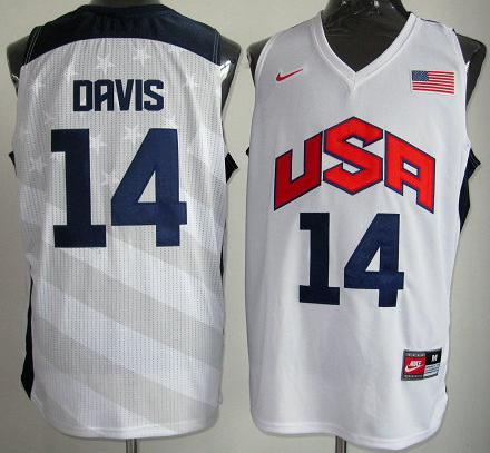 2012 USA Basketball Jersey #14 Davis White Cheap