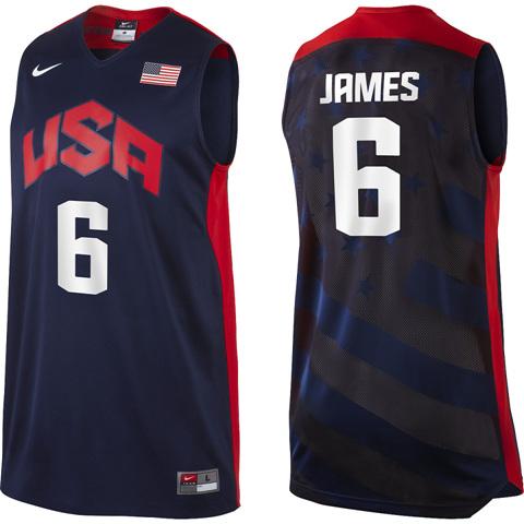 2012 USA Basketball Jersey #6 LeBron James Blue Cheap