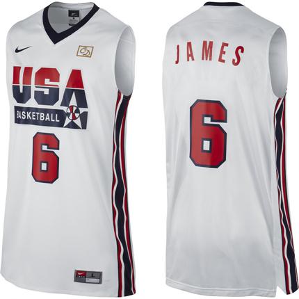 2012 USA Basketball Retro Jerseys #6 LeBron James White Cheap