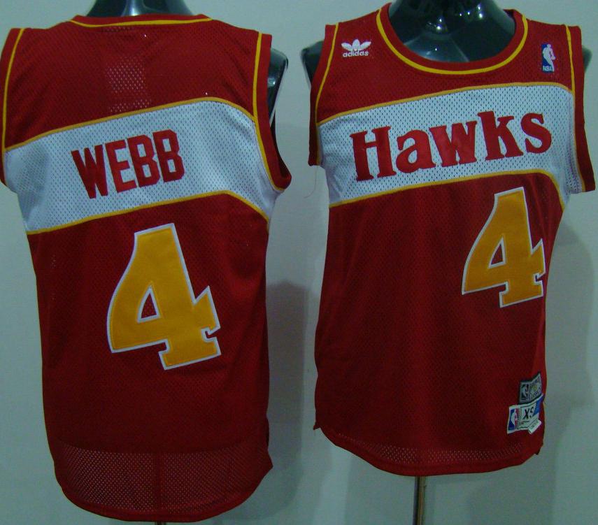 Atlanta Hawks 4 Spud Webb Red Soul Jersey