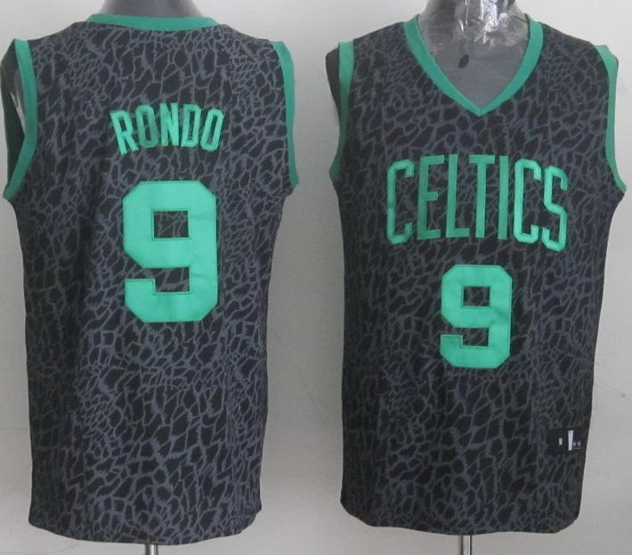 Boston Celtics 9 Rajon Rondo Black Leopard Grain NBA Jersey Cheap