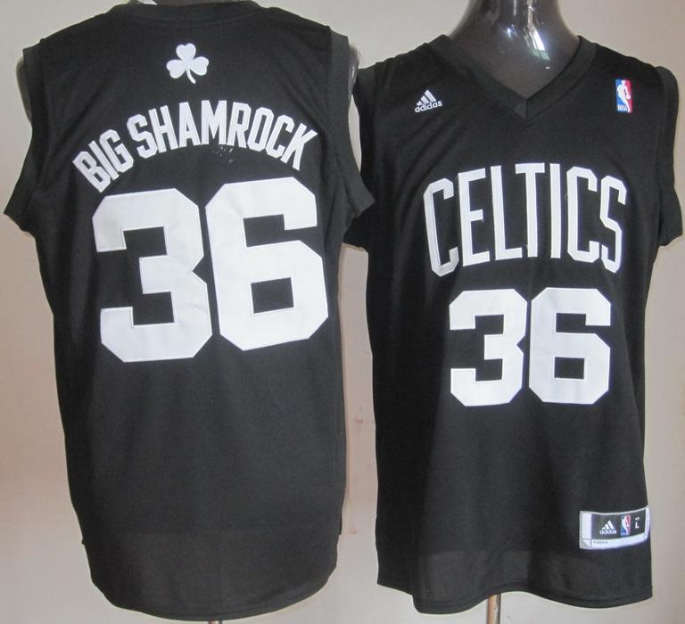 Boston Celtics 36 Shaquille O'Neal BIG SHAMROCK Fashion Swingman Black NBA Jerseys Cheap