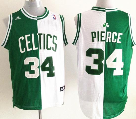 Boston Celtics 34 Paul Pierce White Green Split Swingman NBA Jerseys Cheap