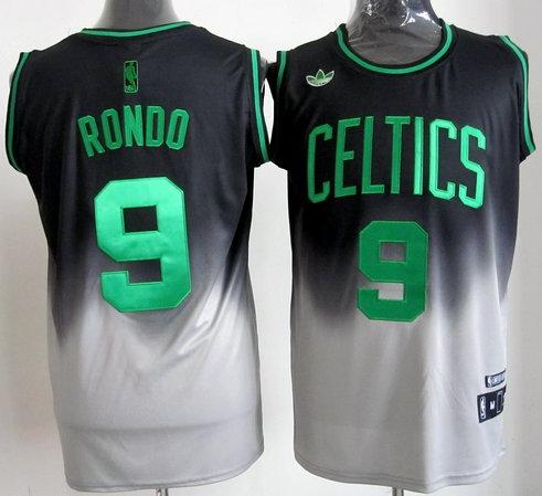 Boston Celtics 9 Rajon Rondo Black Grey Revolution 30 Swingman NBA Jerseys