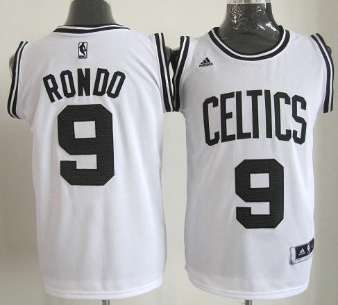 Boston Celtics 9 Rajon Rondo White Revolution 30 Swingman NBA Jerseys Black Number Cheap