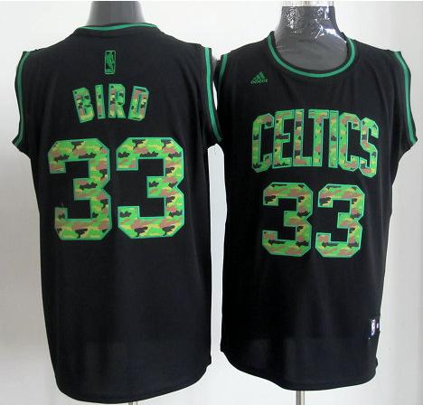 Boston Celtics 33# Larry Bird Black Revolution 30 Swingman NBA Jerseys Camo Number Cheap