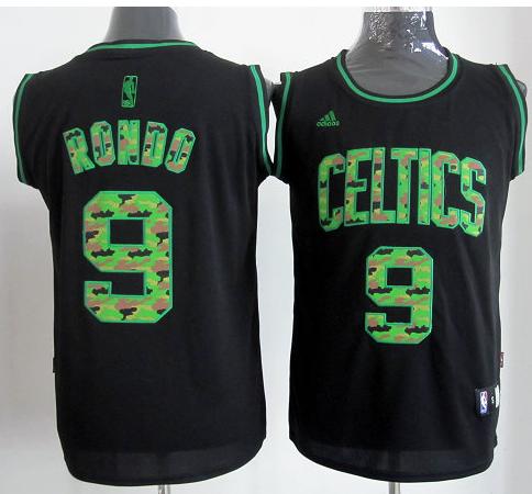Boston Celtics 9 Rajon Rondo Black Revolution 30 Swingman NBA Jerseys Camo Number Cheap