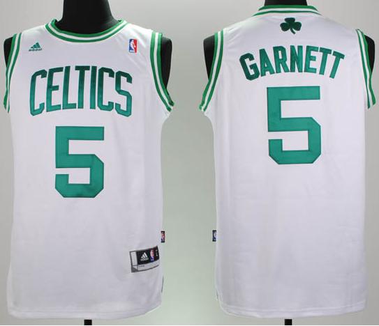Boston Celtics 5 Garnett White Revolution 30 Swingman Jersey