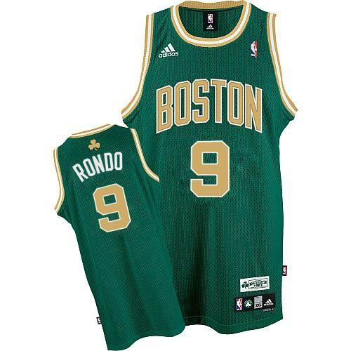 Boston Celtics 9 Rajon Rondo Green Gold Number Jersey Cheap