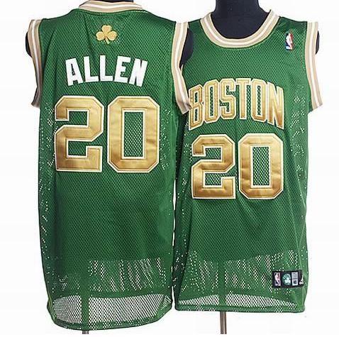 Boston Celtics 20 Ray Allen Green Gold Number Jersey Cheap