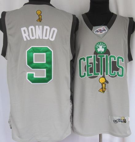 Boston Celtics 9 Rajon Rondo Grey 2010 Finals Commemorative Jersey Cheap