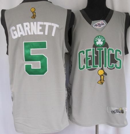 Boston Celtics 5 Kevin Garnett Grey 2010 Finals Commemorative Jersey Cheap