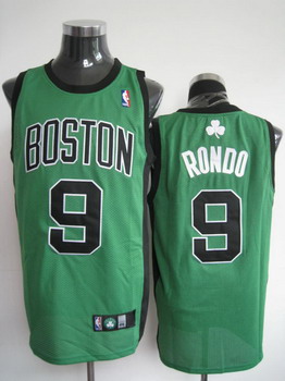 Boston Celtics 9 Rajon Rondo Green Black Number Jersey