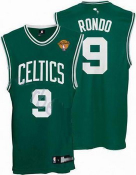 Boston Celtics 9 Rajon Rondo Green White Number Jersey with 2010 Finals Cheap