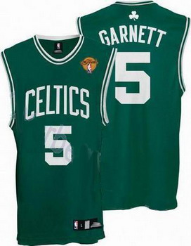 Boston Celtics 5 Kevin Garnett Green White Number Jersey with 2010 Finals Cheap