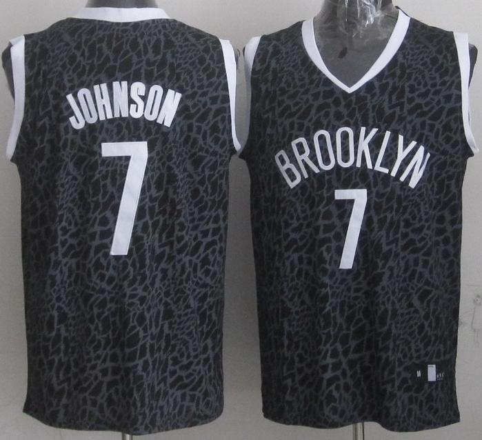 Brooklyn Nets 7 Joe Johnson Black Leopard Grain NBA Jersey Cheap