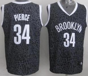 Brooklyn Nets 34 Paul Pierce Black Leopard Grain NBA Jersey Cheap