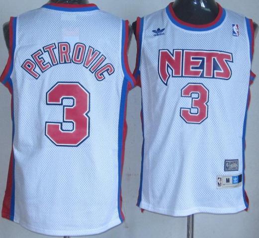New Jersey Nets 3 Drazen Petrovic Soul Swingman Stitched White NBA Jersey Cheap