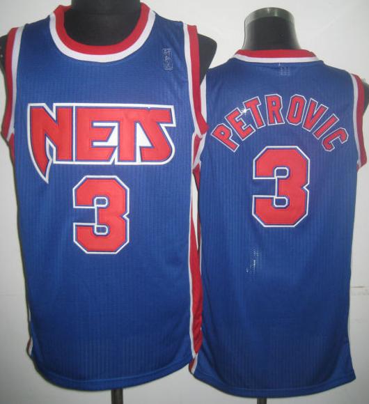 New Jersey Nets 3 Drazen Petrovic Blue Hardwood Classics Revolution 30 NBA Jerseys
