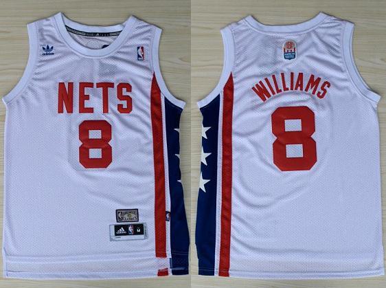New Jersey Nets 8 Deron Williams White ABA Hardwood Classic Swingman Jersey Cheap