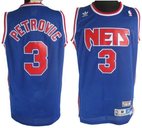 New Jersey Nets 3 Drazen Petrovic Soul Swingman Stitched Blue Road Jersey Cheap