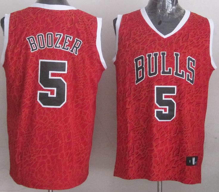 Chicago Bulls 5 Carlos Boozer Red Leopard Grain NBA Jersey