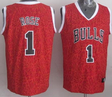 Chicago Bulls 1 Derrick Rose Red Black Leopard Grain NBA Jersey Cheap