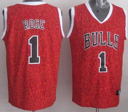 Chicago Bulls 1 Derrick Rose Red Black Leopard Grain NBA Jersey